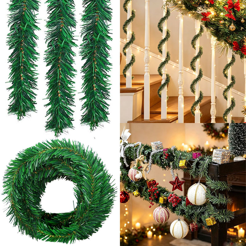 Tinsel Garland Decoration - Hiasan Garland Natal Pohon Pinus Hijau,
