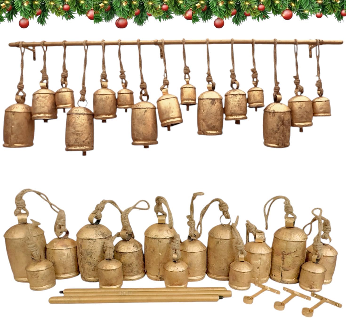 Christmas Stocking Hanging - Lonceng Natal Raksasa Rustic RW -